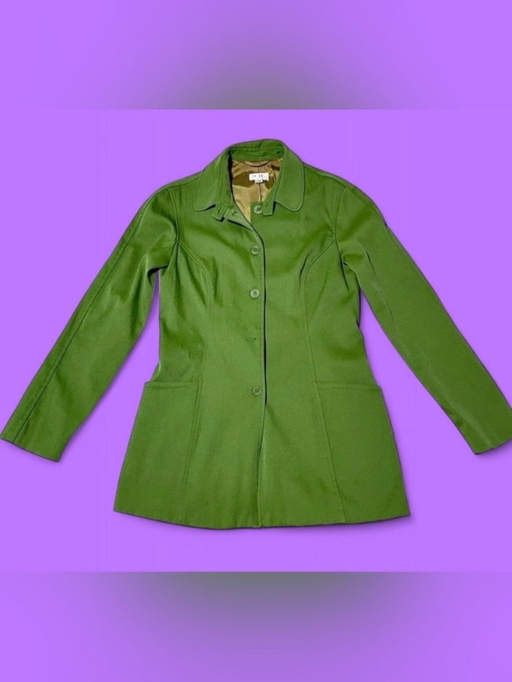 Vintage BCBG MaxAzria Green Blazer Coat Jacket Medium (Flexible) Made in USA